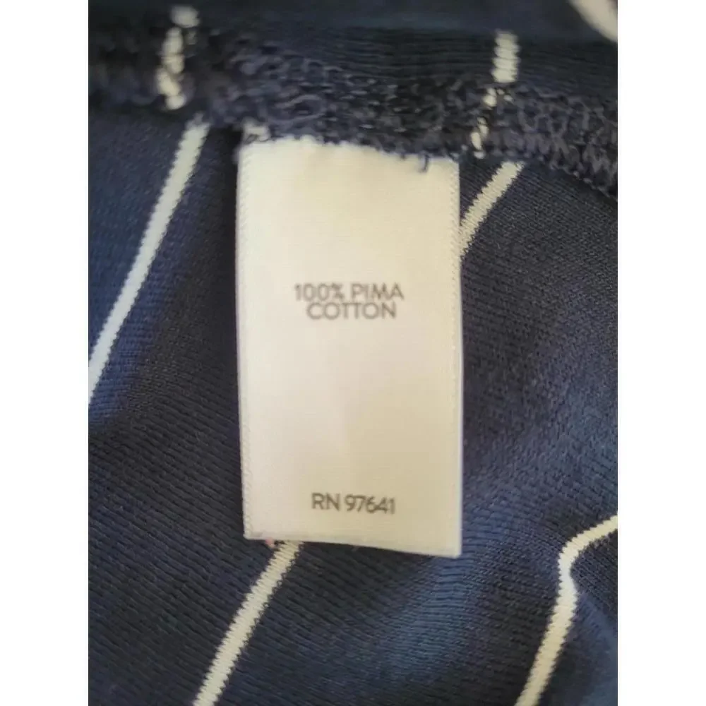 J. Jill large blue with white stripes 3/4 sleeve v neck tee shirt - Picture 4 of 5